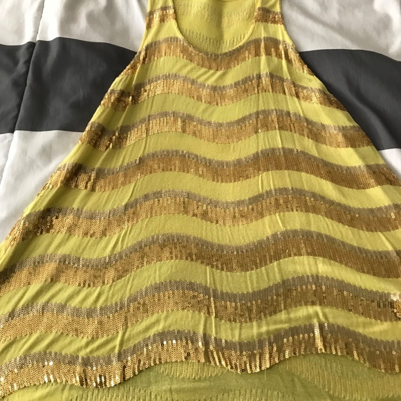 BEBE Yellow Sequin Stripe Racerback Tank - Picture 1 of 3